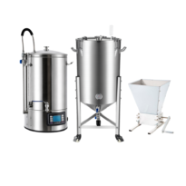 Kit cervecero 2: Equipo para Cerveza Artesanal Todo en Uno 60 L + Fermentador Cónico de 70 L con Enfriador en acero inoxidable + Molino para Malta con 2 Rodillos