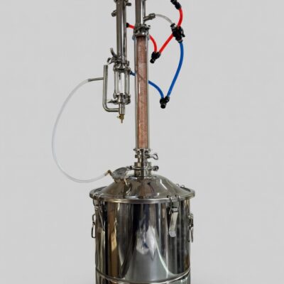 Destilador de Aceites Esenciales 20 L con Doble Condensación y Torre de Vidrio – Sin Cocina